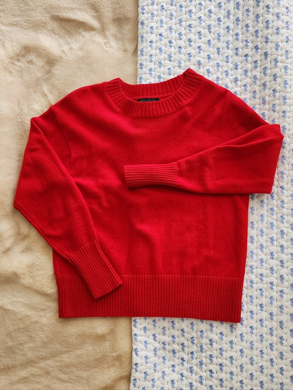 Banana Republic Factory Coveted Sweater Red Cotton Wool Blend Size S